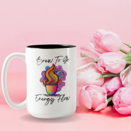 Caneca De Café Em Dois Tons Turbulência Colorida de Vapor Para Ir Fluxo Energé