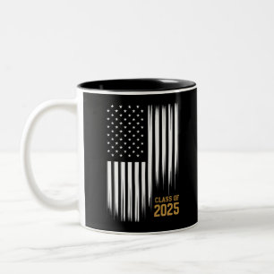Caneca De Café Em Dois Tons Turma De 2025 Bandeira Americana De Formatura De E