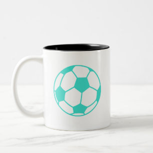 Caneca De Café Em Dois Tons Turquesa; Bola Verde Azul