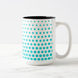 Caneca De Café Em Dois Tons Turquesa Bolinhas Moderna Branco