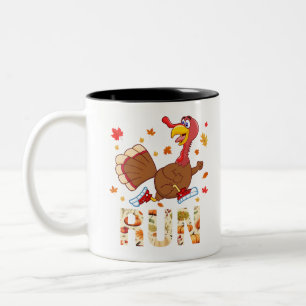Caneca De Café Em Dois Tons Turquia Corre Figurino Ação de Graças Correndo Tur