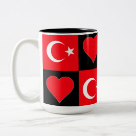 Caneca De Café Em Dois Tons Turquia Sinalizador de Coração Diversão Patriótica