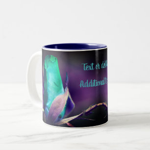 Caneca De Café Em Dois Tons Turquoise Rosebud Arte Floral Personalizada