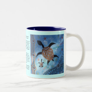 Caneca De Café Em Dois Tons Turtle Dreaming Mug com a história do Dreamtime