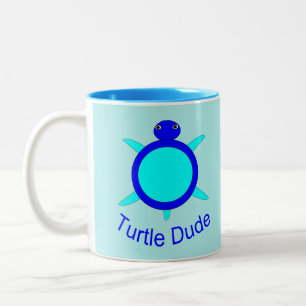 Caneca De Café Em Dois Tons Turtle Duo Moga Azul Brilhante