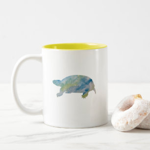 Caneca De Café Em Dois Tons Turtle Watercolor Painting Pastel Mug