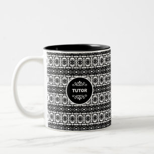 Caneca De Café Em Dois Tons Tutor no padrão do Abstrato de Na moda em preto e