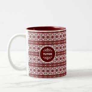 Caneca De Café Em Dois Tons Tutor no padrão Na moda Abstrato em vermelho e bra