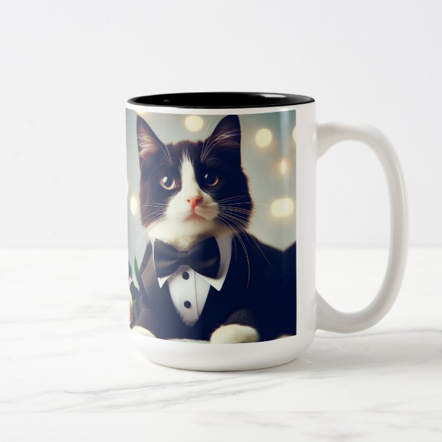 Caneca De Café Em Dois Tons Tuxedo Cat (Direita)