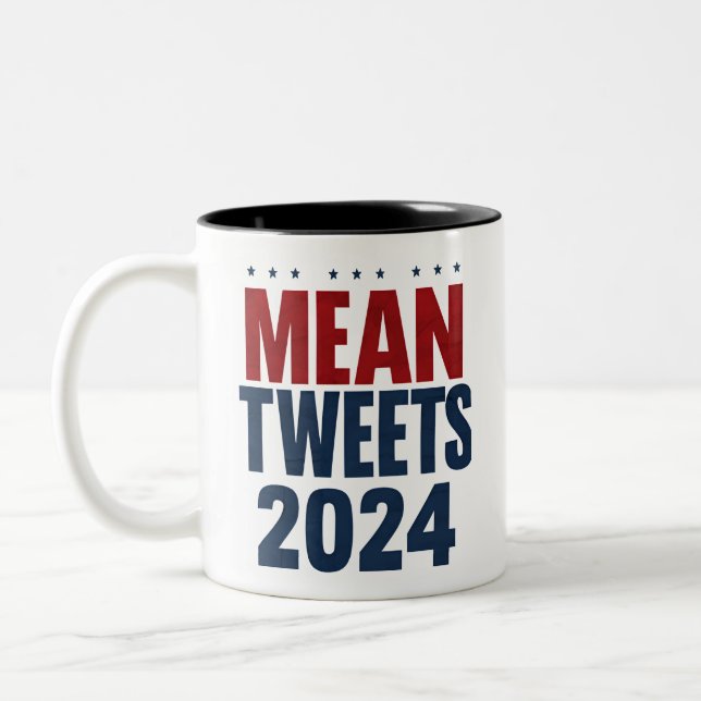 Caneca De Café Em Dois Tons Tweets Médios 2024 Engraçado Trump Eleitoral (Esquerda)
