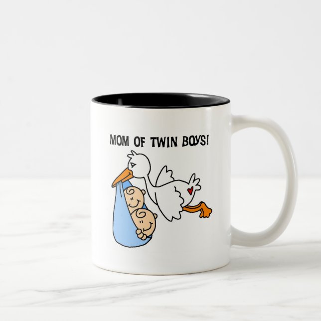 Caneca De Café Em Dois Tons Twin Boys, Camisetas e presentes da mamãe-Stork (Direita)