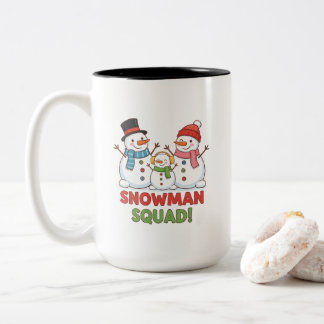 Caneca De Café Em Dois Tons Two-Tone Mug, 15 oz Snowman Family