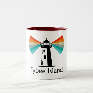 Caneca De Café Em Dois Tons Tybee Island Georgia Lighthouse Rainbow
