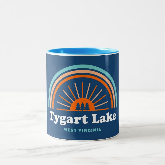 Caneca De Café Em Dois Tons Tygart Lake West Virginia Arco-íris (Centro)