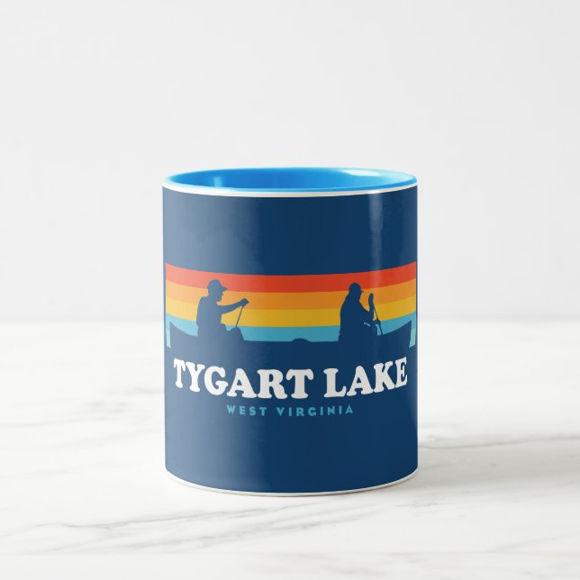Caneca De Café Em Dois Tons Tygart Lake West Virginia Canoe (Centro)