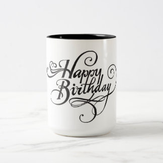 Caneca De Café Em Dois Tons Typography Happy Birthday Mug