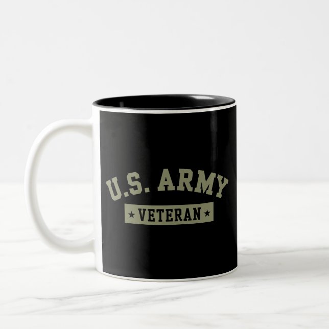 Caneca De Café Em Dois Tons U.S. Army Veteran Veterans America American Flag (Esquerda)