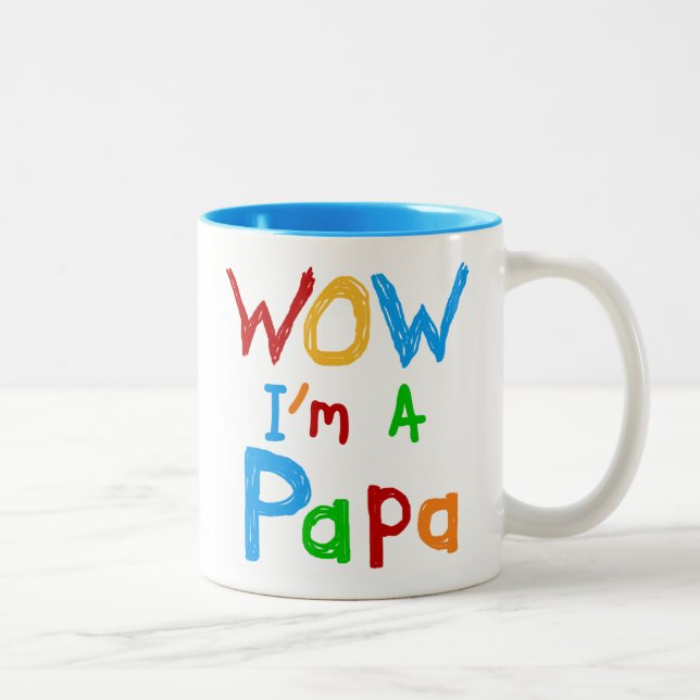 Caneca De Café Em Dois Tons Uau, sou Camiseta de Papá e Gafts (Direita)