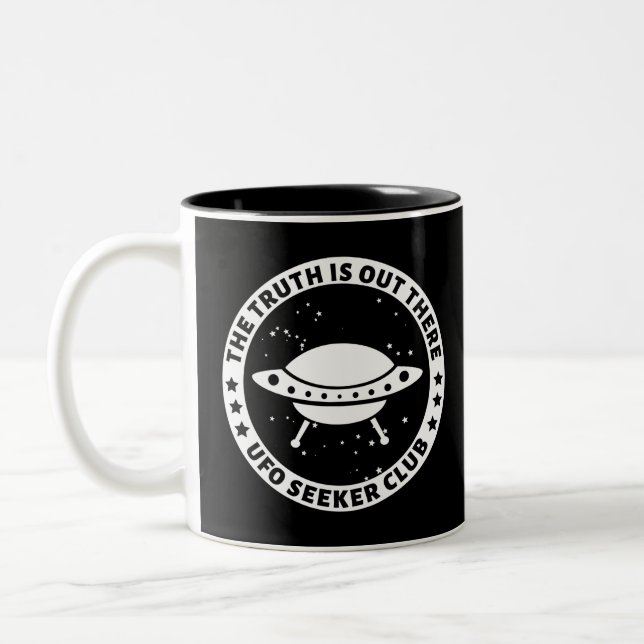 Caneca De Café Em Dois Tons UFO Seeker Club (Esquerda)
