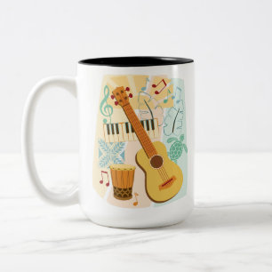 Caneca De Café Em Dois Tons Ukulele Collage