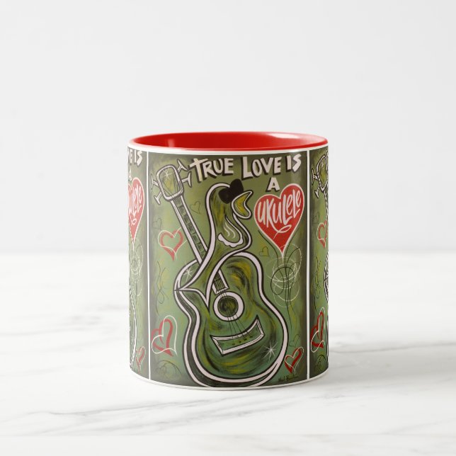 Caneca De Café Em Dois Tons Ukulele Love Mug (Centro)