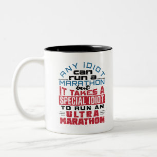 Caneca De Café Em Dois Tons Ulmarathon Runner Qualquer Idiot Pode Executar
