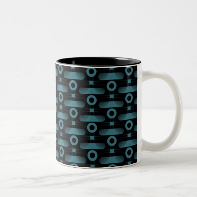 Caneca De Café Em Dois Tons Ultramodern Abstrato Mug, Turquoise (Direita)