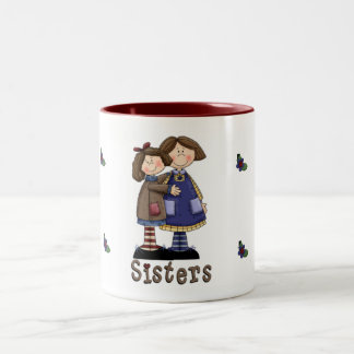 Caneca De Café Em Dois Tons Um abraço das irmãs
