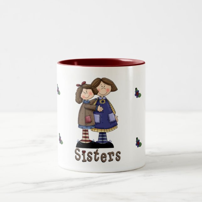 Caneca De Café Em Dois Tons Um abraço das irmãs (Centro)