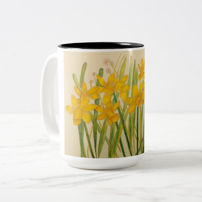 Caneca De Café Em Dois Tons Um Anfitrião de Daffodils (Frente Esquerda)