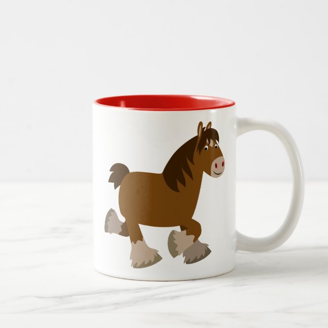 Caneca De Café Em Dois Tons Um belo cartoon de trote xeria mug de cavalo (Direita)