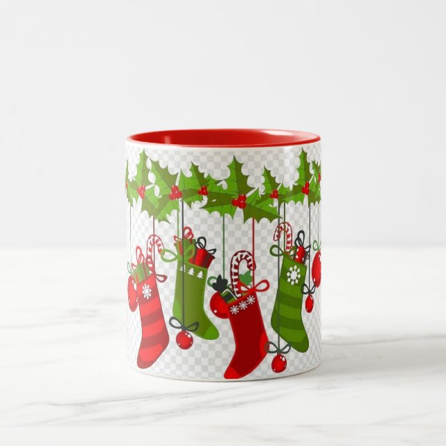 CANECA DE CAFÉ EM DOIS TONS UM "CHRISTMAS STOCKINGS MUG" MUITO ESPECIAL (Centro)