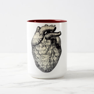 Caneca De Café Em Dois Tons Um coração musical