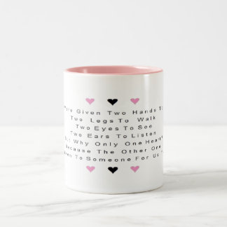 Caneca De Café Em Dois Tons Um coração - palavras bonitas do amor