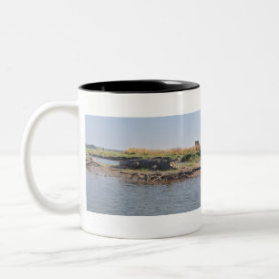 Caneca De Café Em Dois Tons Um Crocodilo Arrefecendo Perto do Rio Zambezi.