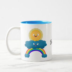 Caneca De Café Em Dois Tons Um desenho animado da nuvem-arco-íris, uma nuvem