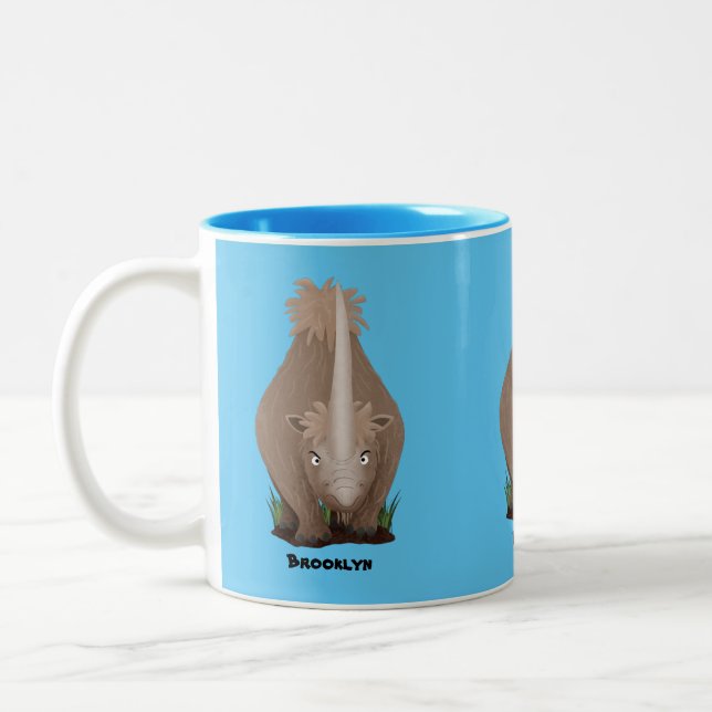 Caneca De Café Em Dois Tons Um desenho animado de Rinoceronte elasmotherium (Esquerda)