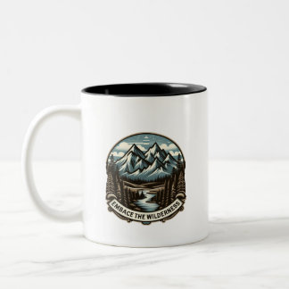 Caneca De Café Em Dois Tons Um design de montanha que explora a natureza