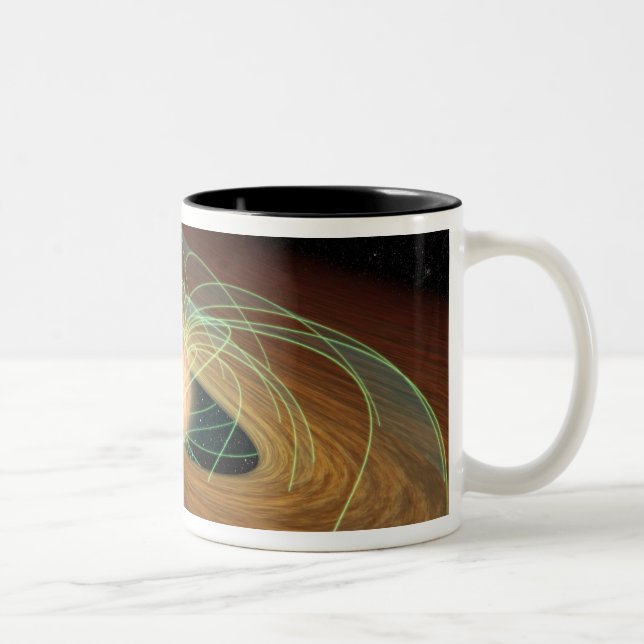 Caneca De Café Em Dois Tons Um disco empoeirado que forma planeta em órbita (Direita)