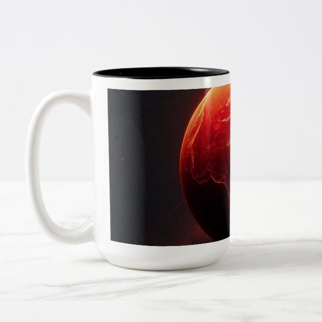 Caneca De Café Em Dois Tons Um impressionante planeta vermelho (Esquerda)