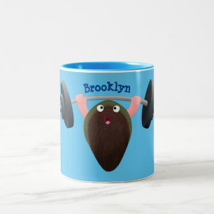Caneca De Café Em Dois Tons Um mexilhão engraçado trabalhando na ilustração de