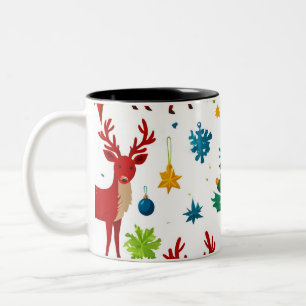 Caneca De Café Em Dois Tons Um Padrão Festivo De Natal Arte Digital