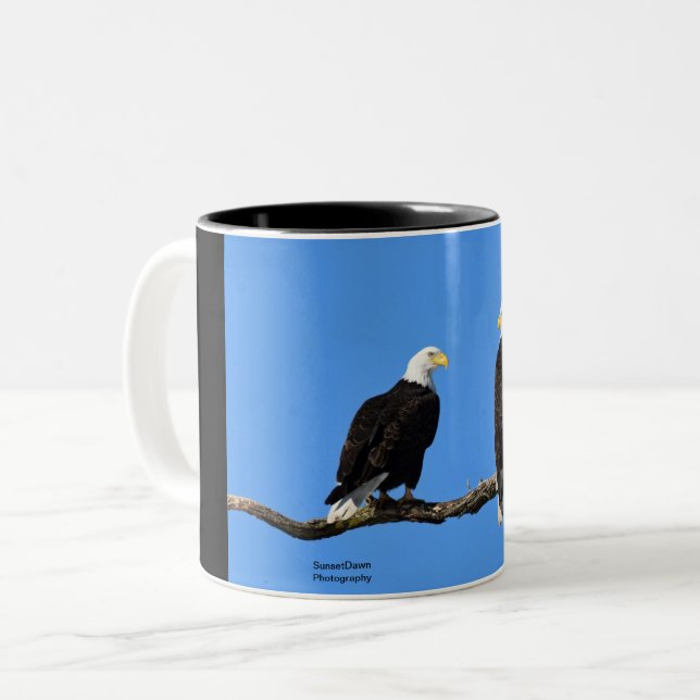 Caneca De Café Em Dois Tons Um par de Águia Balda (Frente Esquerda)
