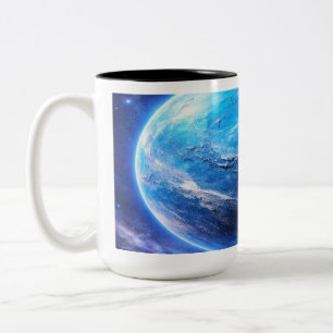 Caneca De Café Em Dois Tons Um Planeta Azul Profundo