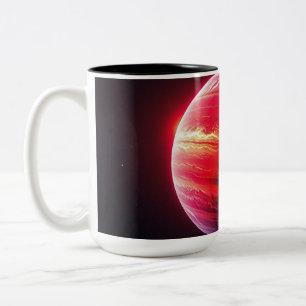 Caneca De Café Em Dois Tons Um Planeta Vermelho Brilhante