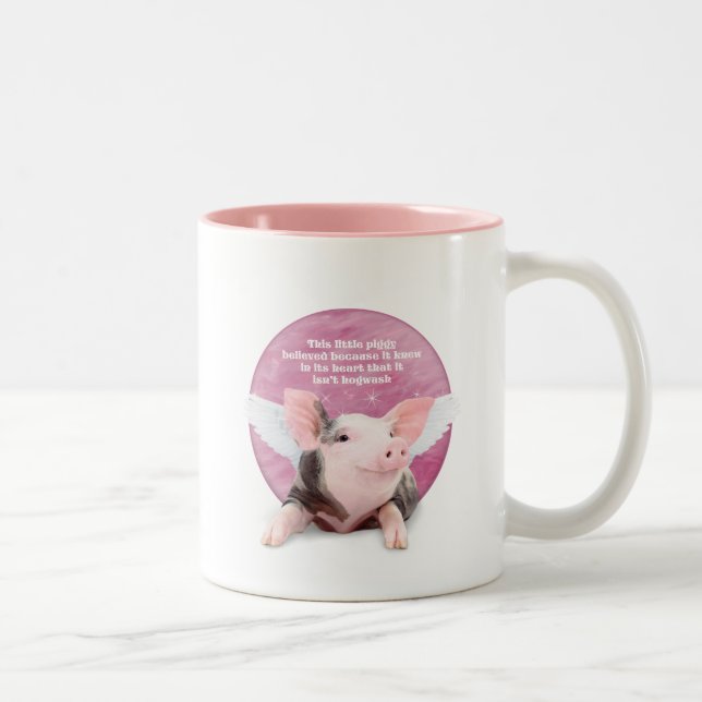 Caneca De Café Em Dois Tons Um Porquinho Acreditou (Direita)