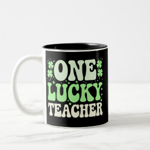 Caneca De Café Em Dois Tons Um Professor Sortudo Groovy Retro Professor St Pat