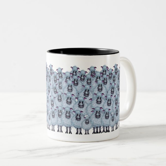 Caneca De Café Em Dois Tons Um Rebanho De Ovelhas Cartoon (Frente Esquerda)