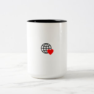 Caneca De Café Em Dois Tons Um símbolo vermelho do coração criado com linhas s