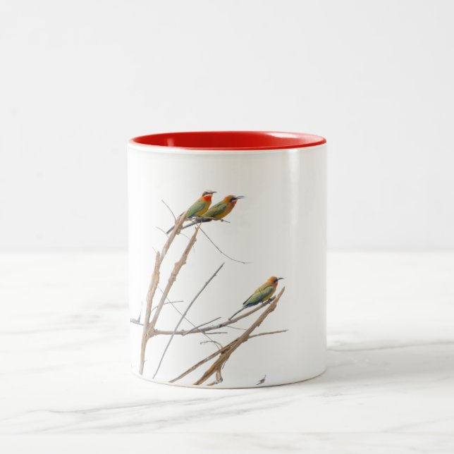 Caneca De Café Em Dois Tons Um Trio De Abelhas Pega Nos Membros. (Centro)